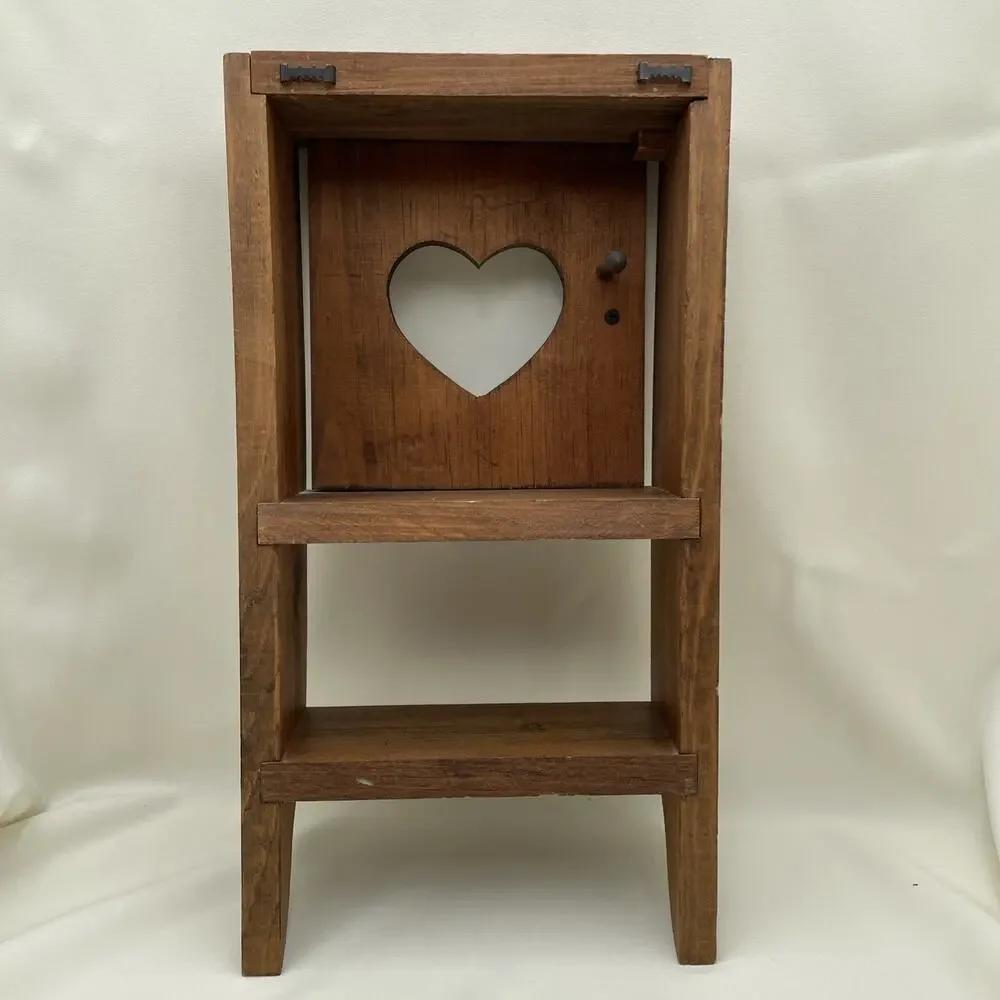 Vintage Wood Shelf With 1 Cutout Heart Door